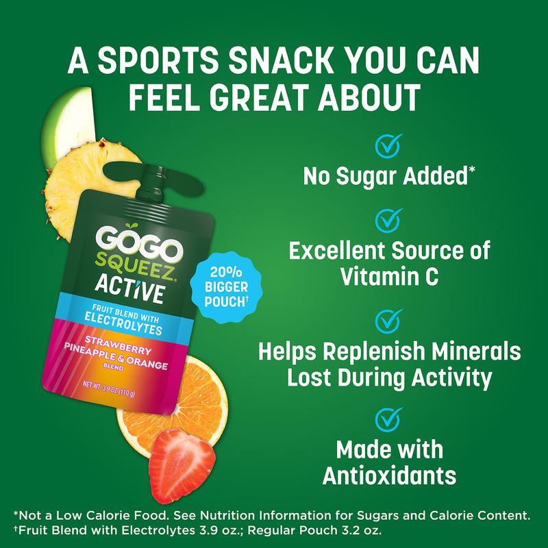 GoGo Squeez Active Electrolyte Strawberry Pineapple & Orange Fruit