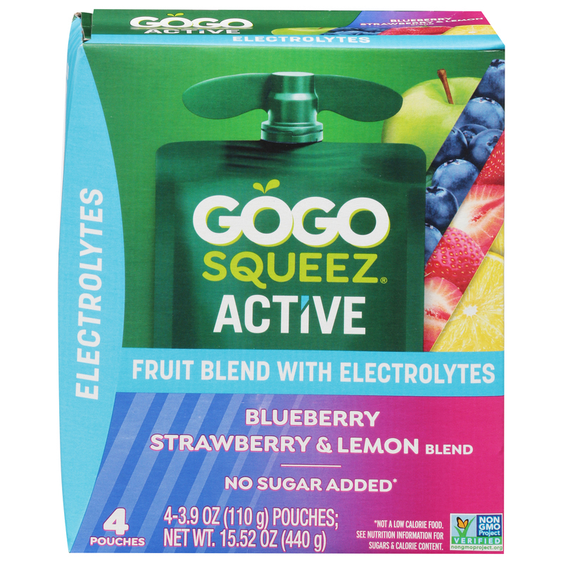 タッチーgogo GoGo Squeez Fruit Blend, with Electrolytes, Blueberry Strawberry