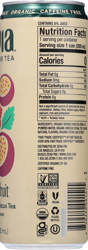 Zevia Hibiscus Tea, Passionfruit, Sweetened | Giant Eagle