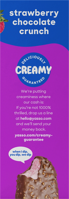 Yasso Greek Yogurt Bars, Chocolate Crunch, Strawberry, 4 Pack
