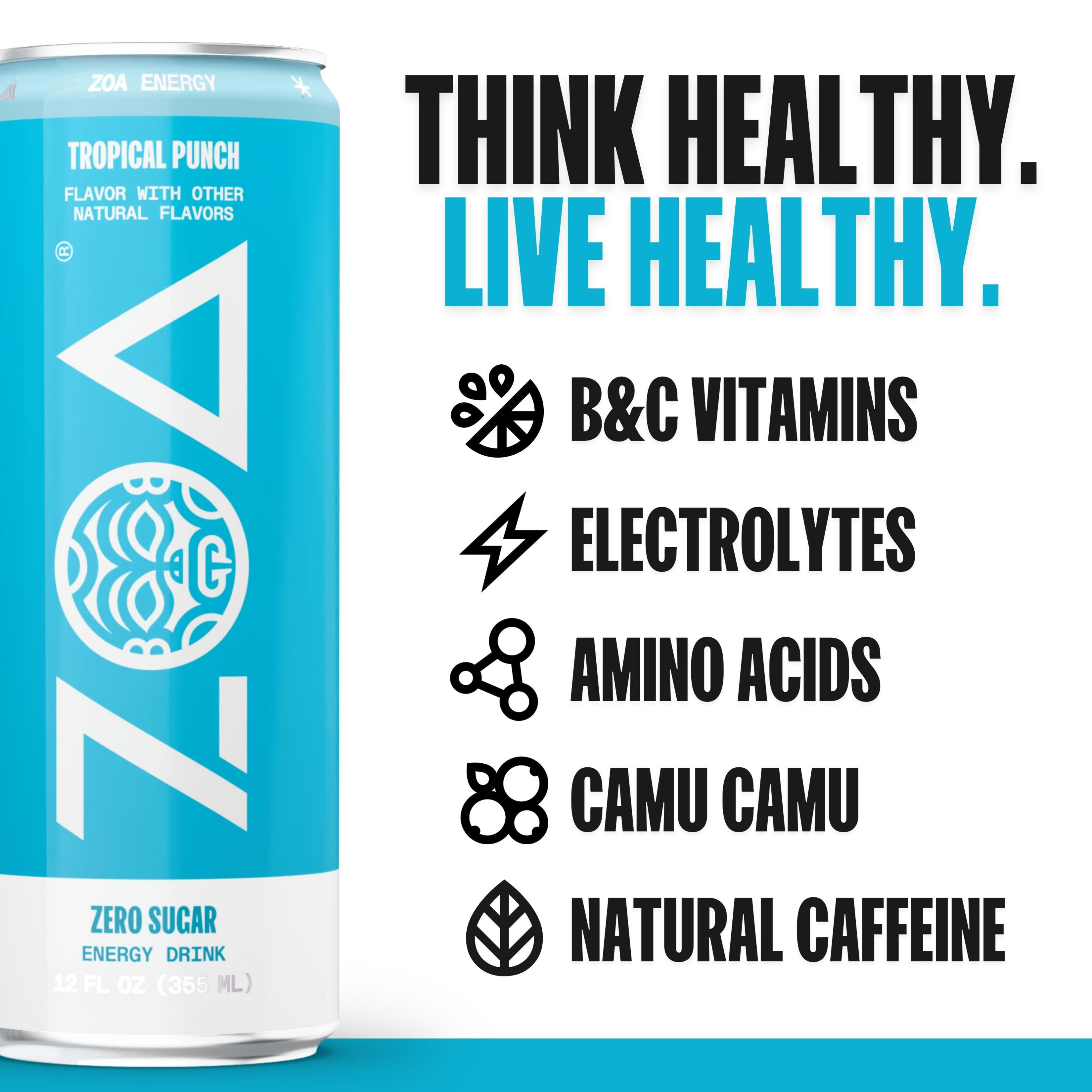 ZOA Energy Drink, Tropical Punch, Zero Sugar, 12 Fl oz. | Giant