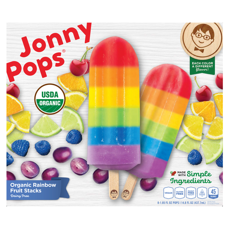 JonnyPops Pops, Dairy Free, Organic, Rainbow Fruit Stacks | Giant