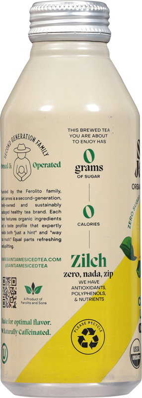 Saint James Zero Sugar Organic Brewed Classic Lemon Black Tea