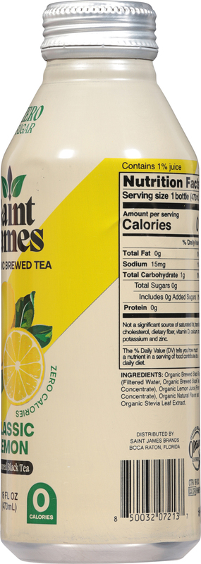 Saint James Zero Sugar Organic Brewed Classic Lemon Black Tea