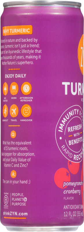 Zyn Antioxidant Drink, Pomegranate Cranberry Flavor, Turmeric
