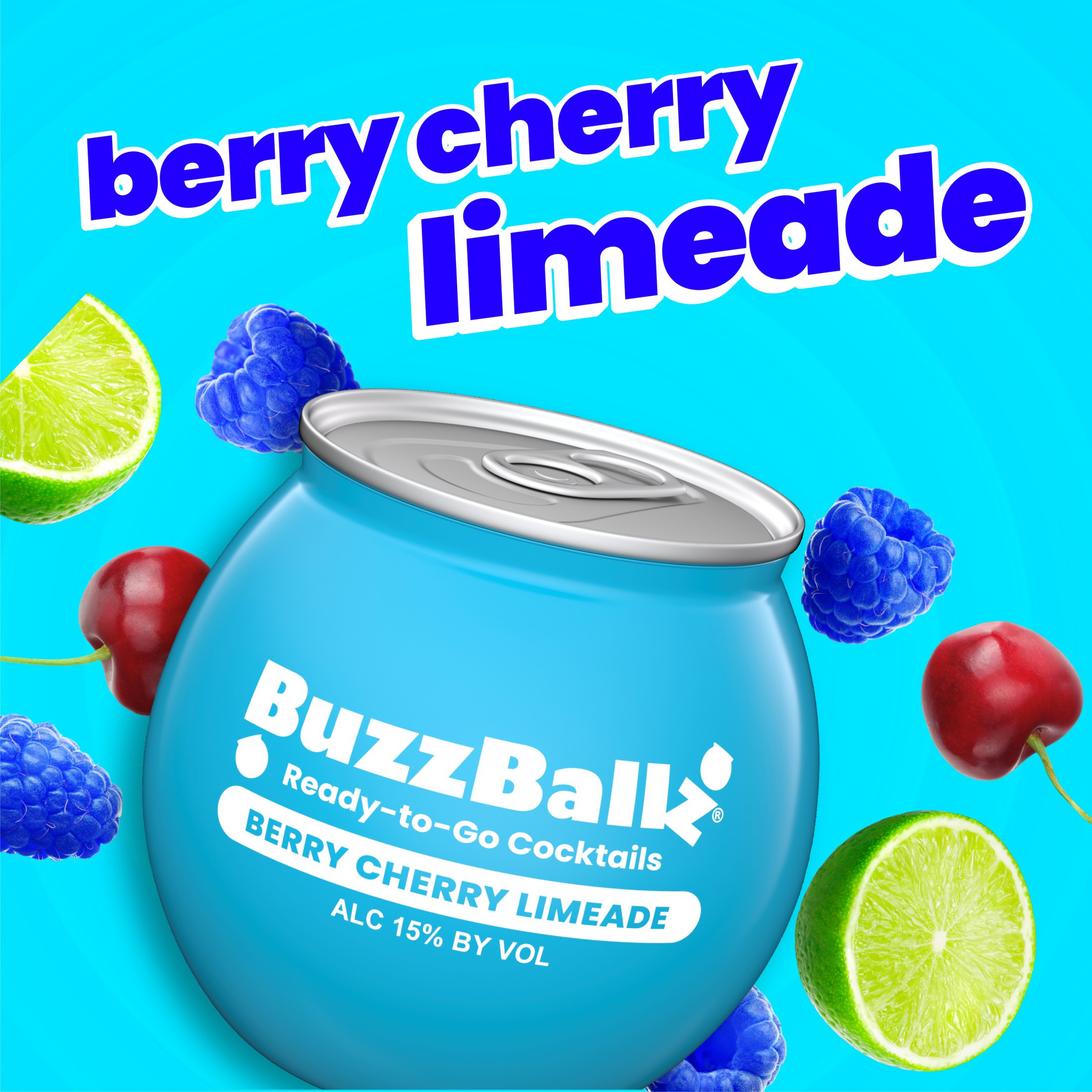 BuzzBallz Berry Cherry Limeade Cocktail, 200ml, 30 Proof (15% ABV