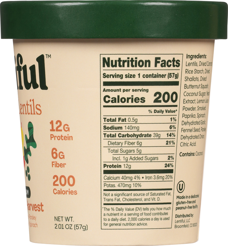 Lentiful Low Sodium Vegetable Harvest Instant Lentils | Giant