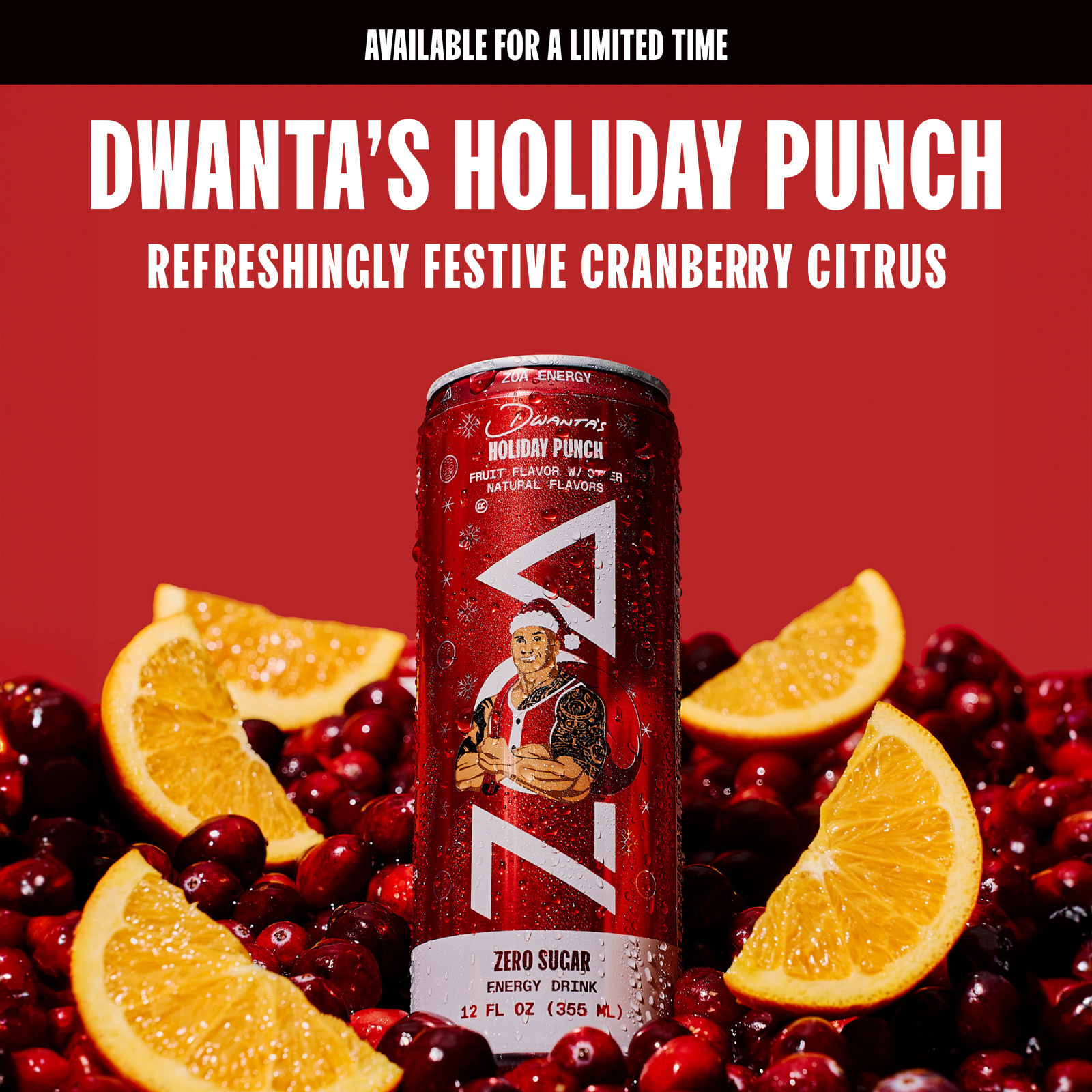 ZOA Energy Sugar Free Energy Drinks, Dwanta's Holiday Punch, 12 FL