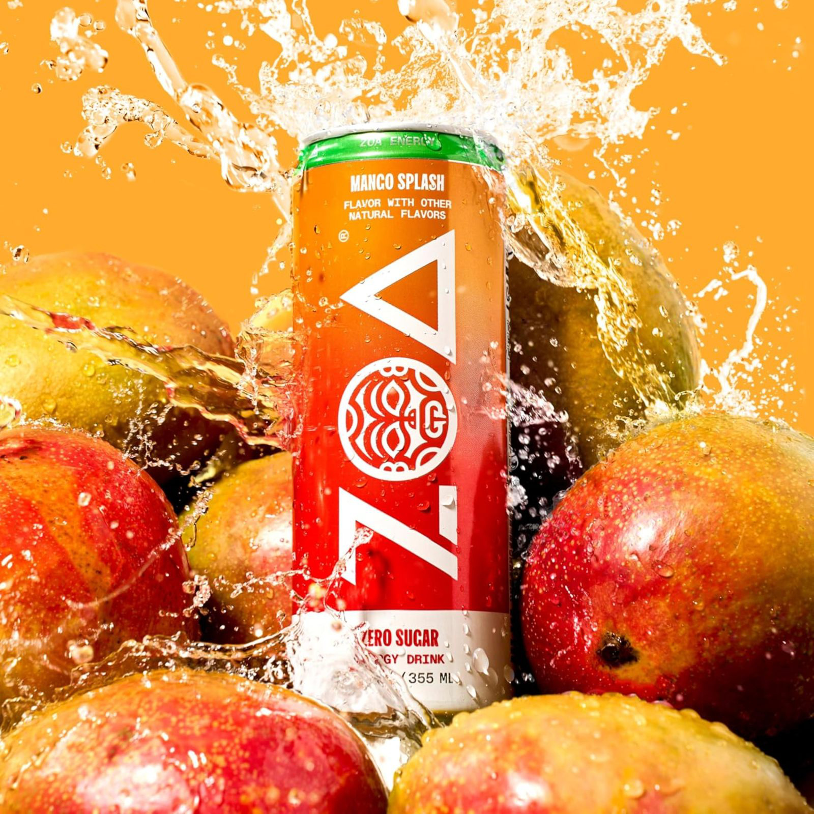 Zoa Mango Splash Zero Sugar Soda, 1, 12-oz beer can, 0% ABV