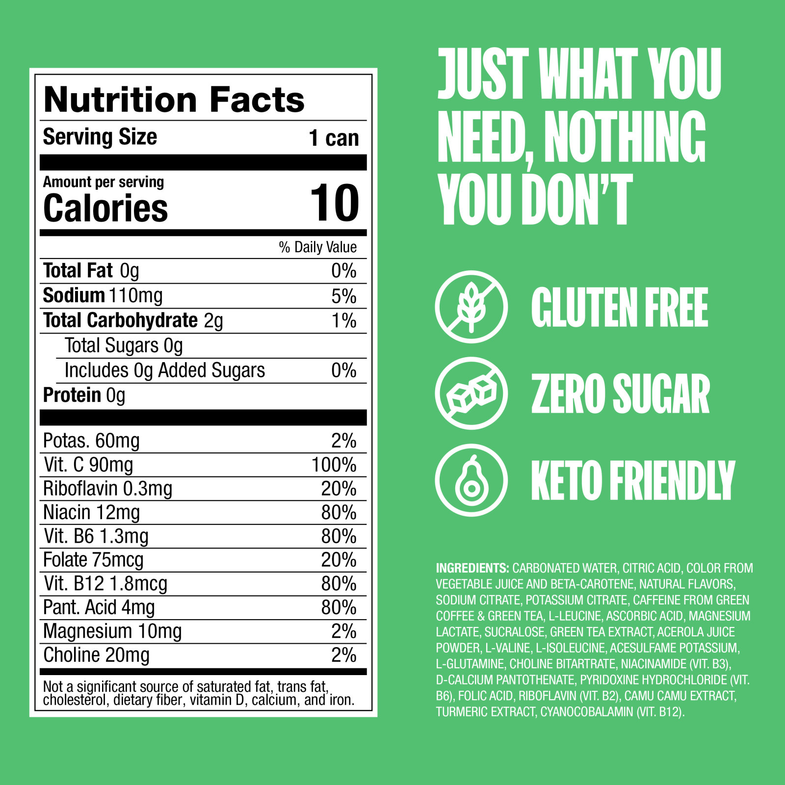 ZOA Energy Sugar Free Energy Drinks, Lemon Lime , 12 fl oz Cans