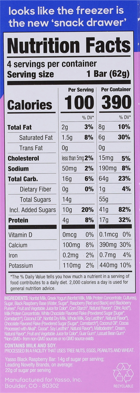 Yasso Black Raspberry Chip Greek Yogurt Bars | Giant Eagle