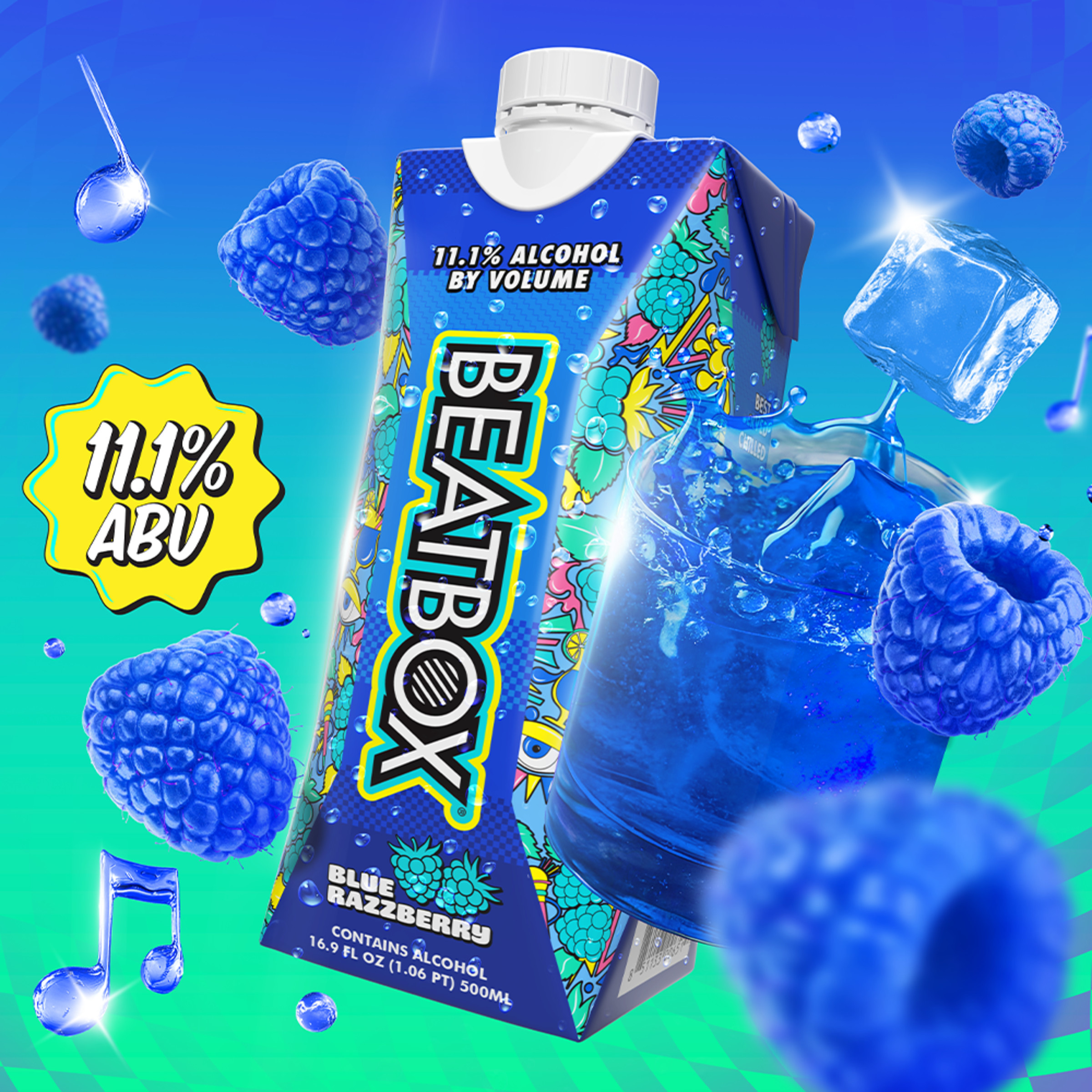 BeatBox Blue Razzberry Wine Cocktail, 11.1% ABV, 500 mL Tetra Pak