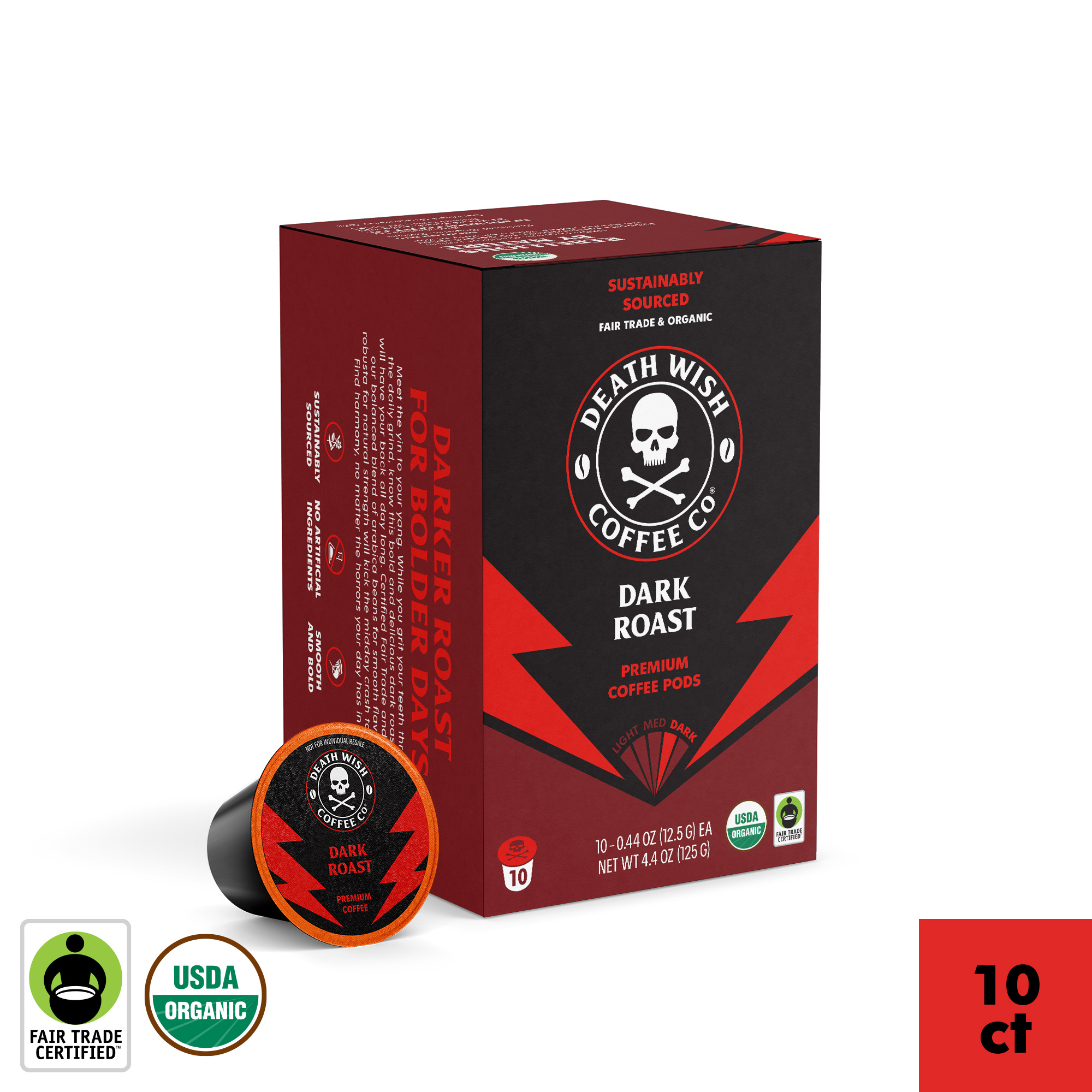 Death Wish Coffee, Organic and Fair Trade, Dark Roast, Single