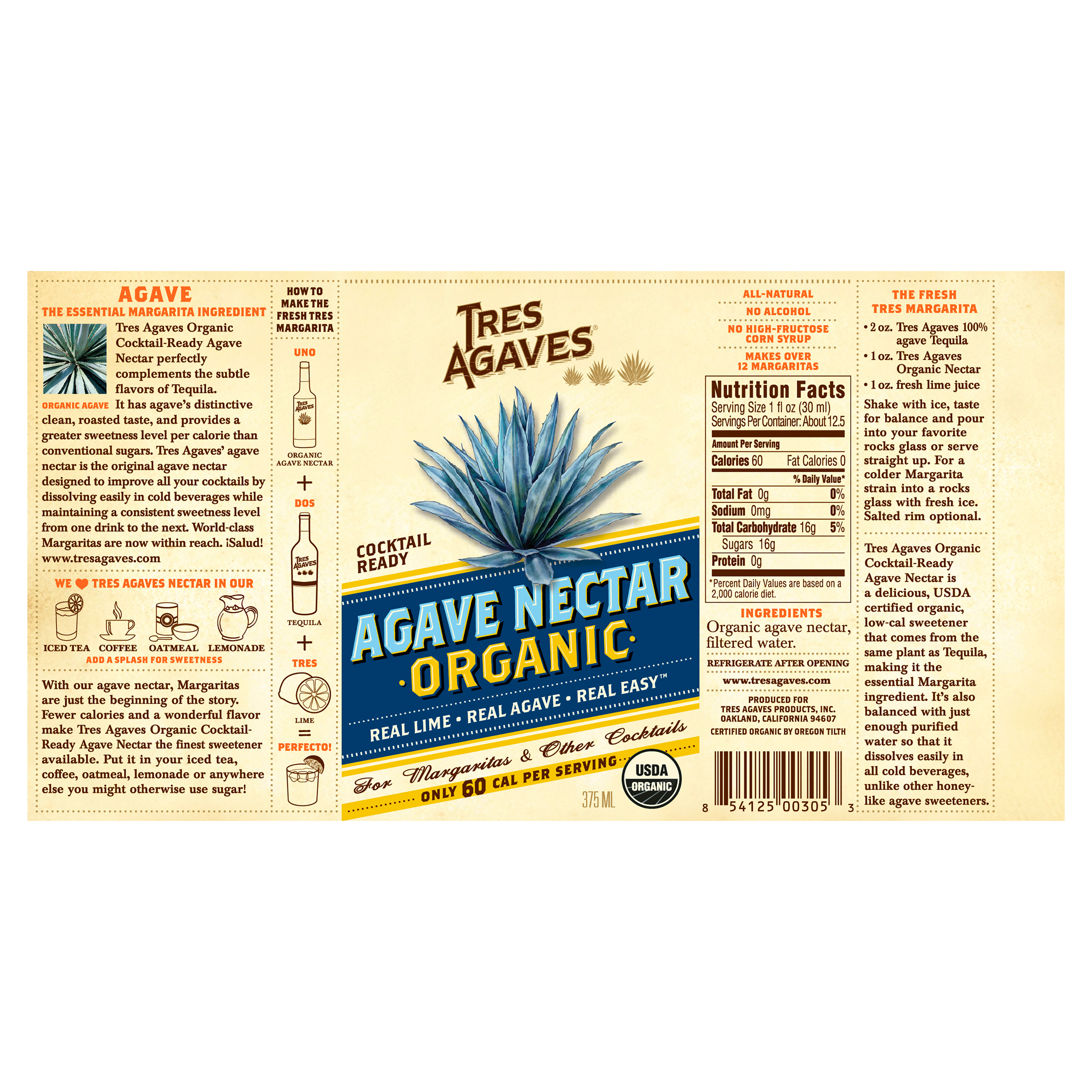 Tres Agaves Organic Agave Mixers, 375mL Bottle | Giant Eagle