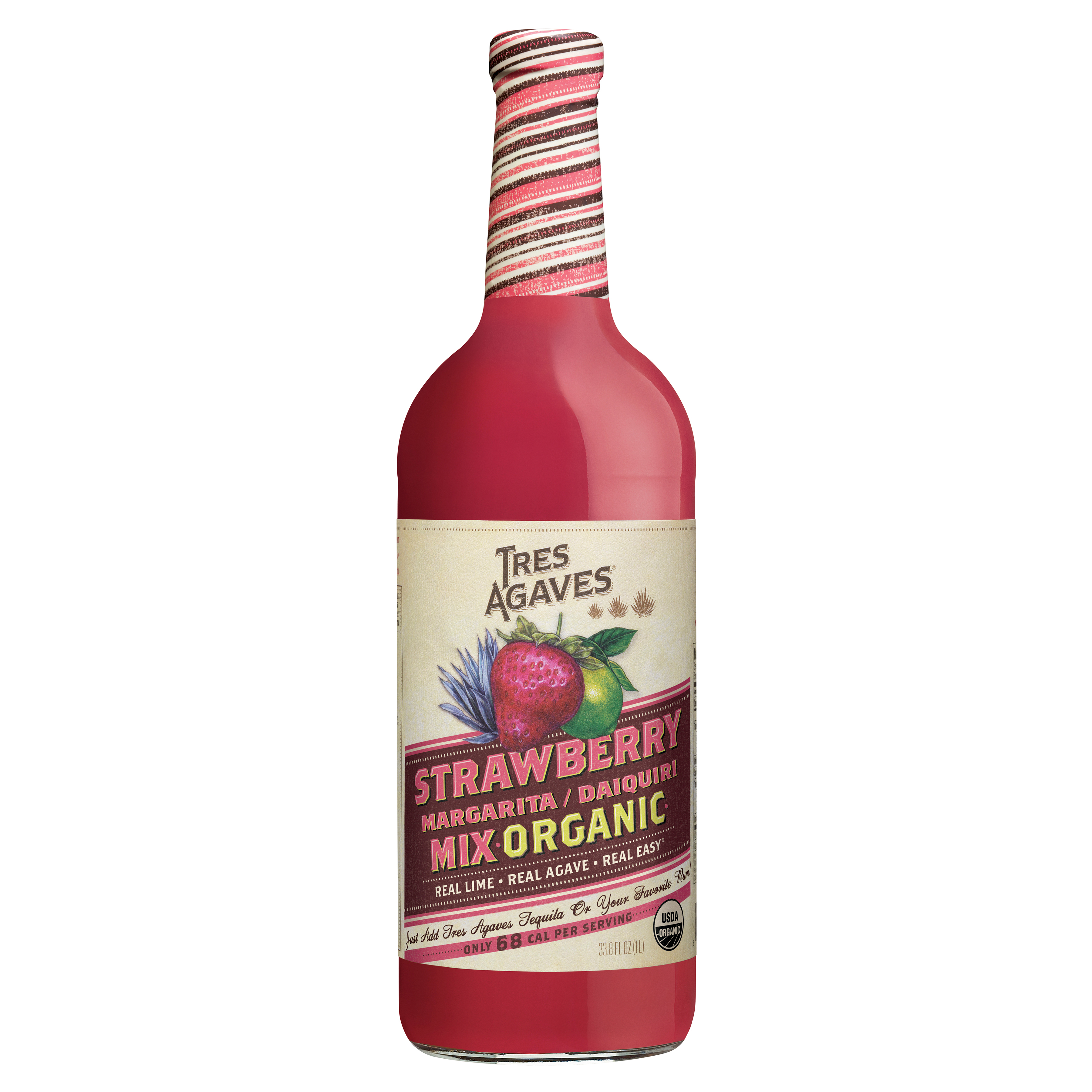Tres Agaves Organic Strawberry Margarita Mix, 1 Liter Bottle