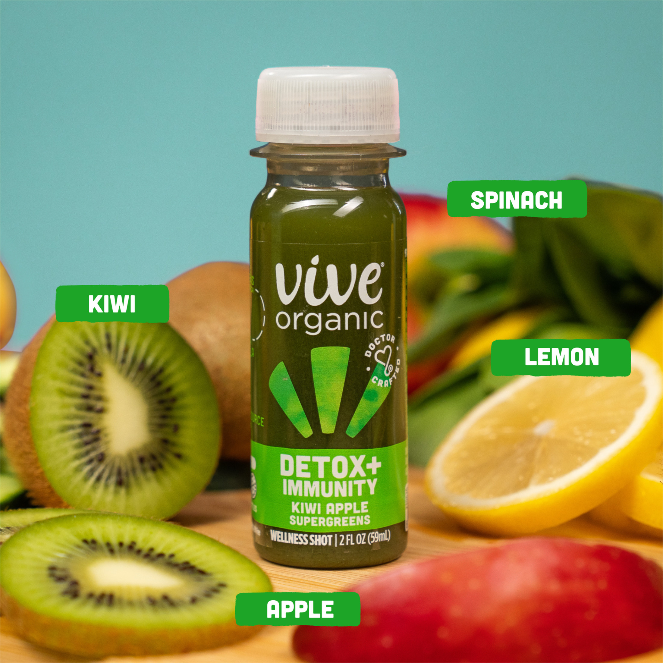 Vive Organic Dual Boost Shot, Detox + Immunity, 2 oz bottle