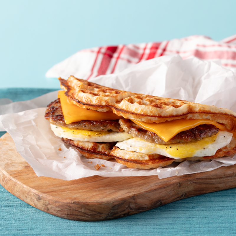 Nordic Waffles Egg, Cheese, & Sausage Waffle Sandwich CPG Retail 2