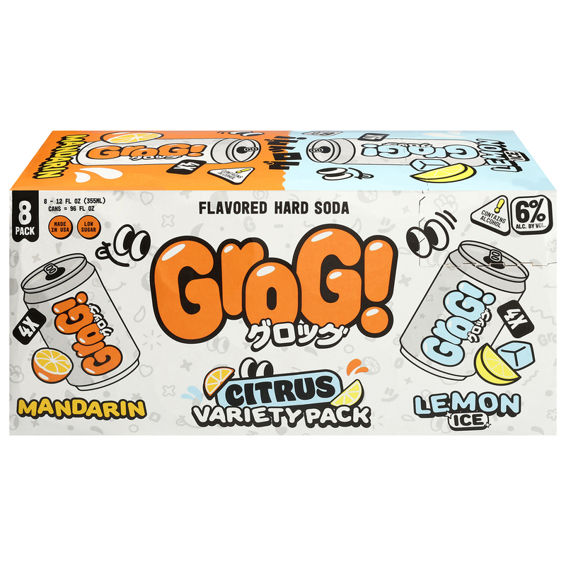 Grog! Mandarin/Lemon Ice Hard Soda Citrus Variety Pack | Giant