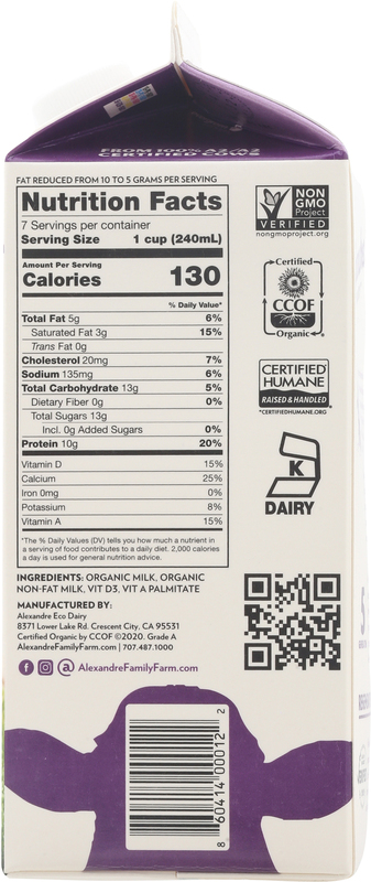 Alexandre Eco Dairy A2/A2 Organic 2% Reduced Fat Milk | Giant