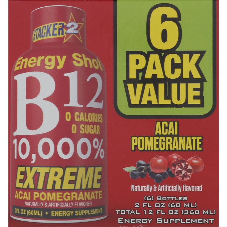 Stacker 2 Vitamin B12, Energy Shot, Acai Pomegranate, 6-Pack Value | Giant Eagle | Because It Matters | Grocery Store & Pharmacy Stacker 2 Vitamin B12, Energy Shot, Acai Pomegranate, 6-Pack Value | Giant Eagle | Because It Matters | Grocery Store & Pharmacy