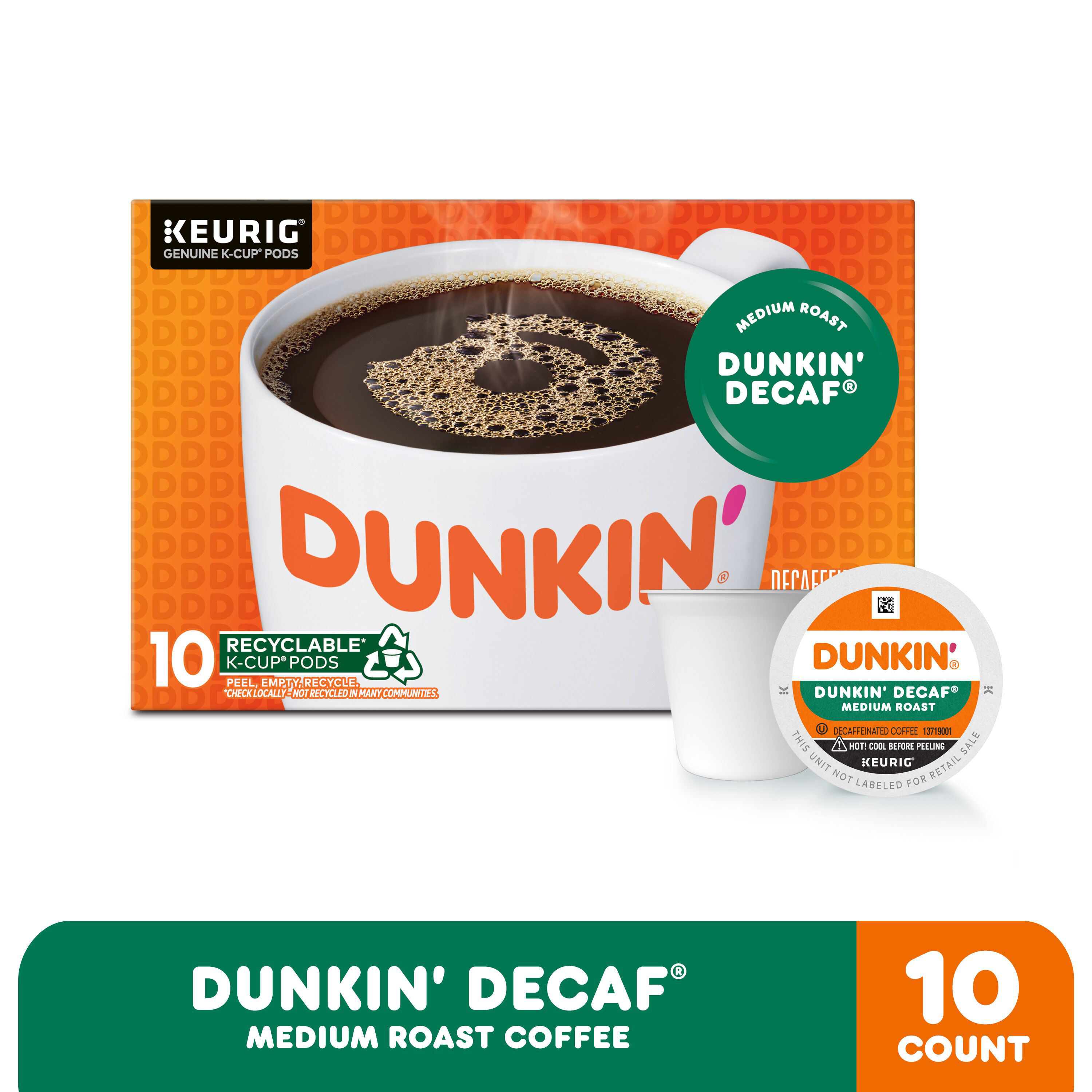 Dunkin' Midnight Dark Roast Coffee, Keurig K-Cup Pods, 10 Count