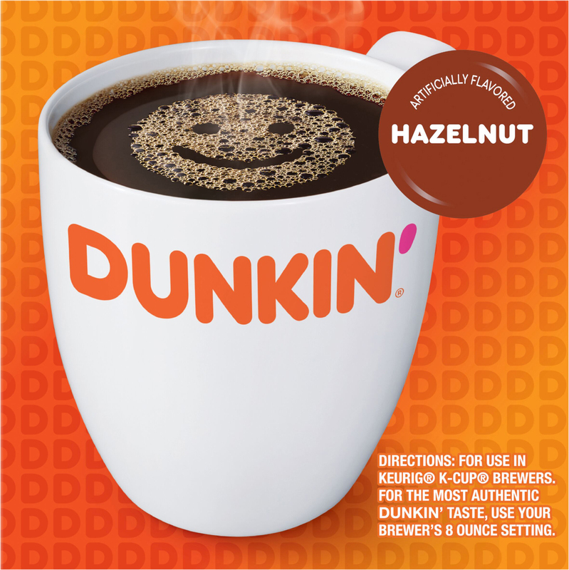 Dunkin' Hazelnut Artificially Flavored Coffee, Keurig K-Cup Pods