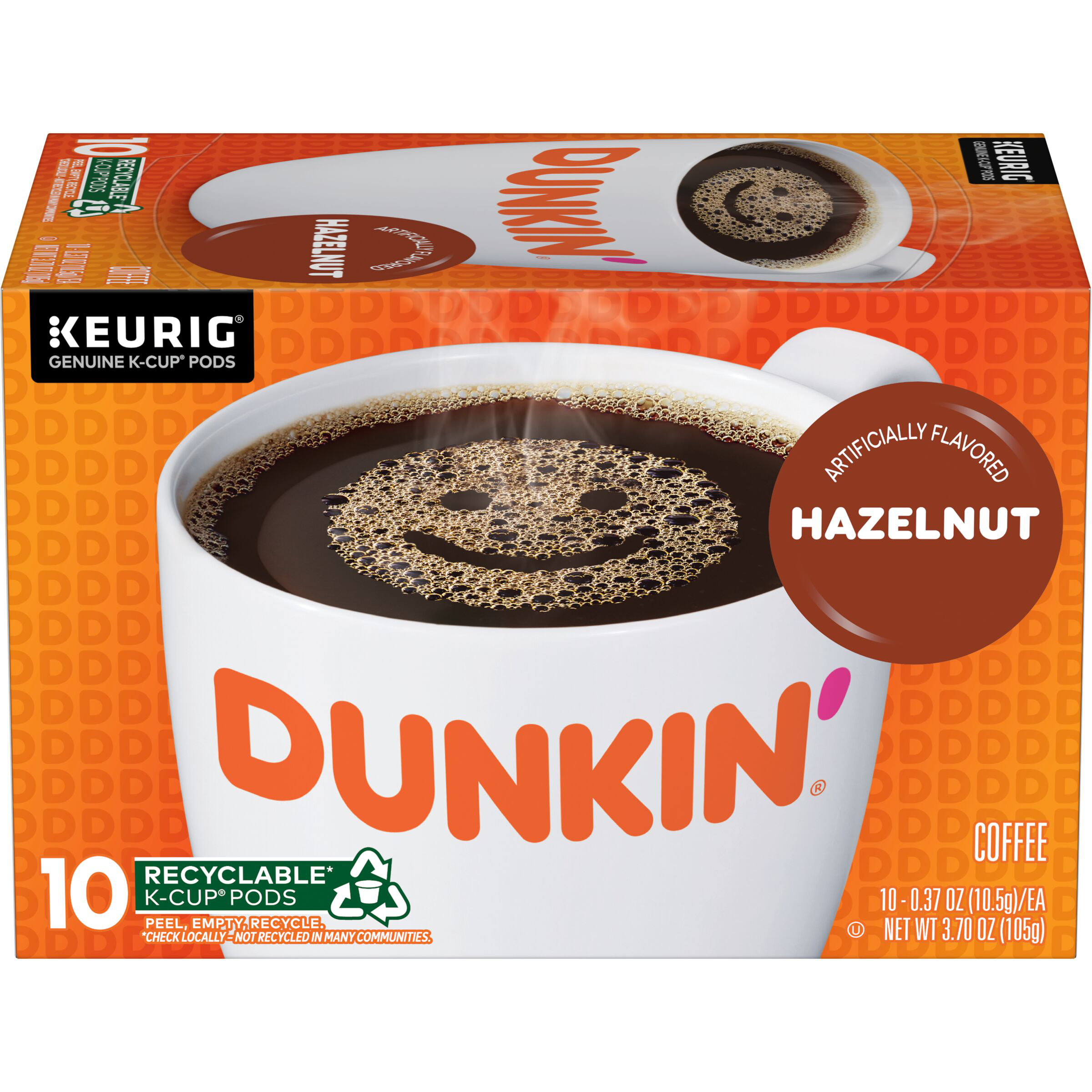 Dunkin' Hazelnut Artificially Flavored Coffee, Keurig K-Cup Pods