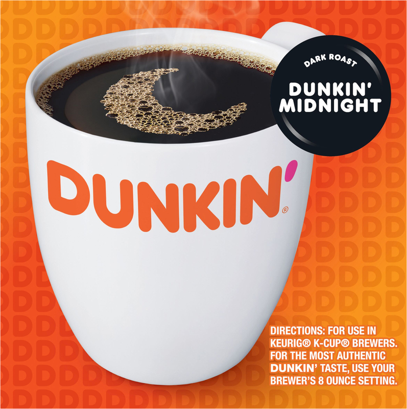 Dunkin' Midnight Dark Roast Coffee, Keurig K-Cup Pods, 10 Count