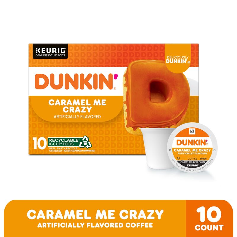 Dunkin' Caramel Me Crazy Coffee, Keurig K-Cup Pods, 10 Count Box