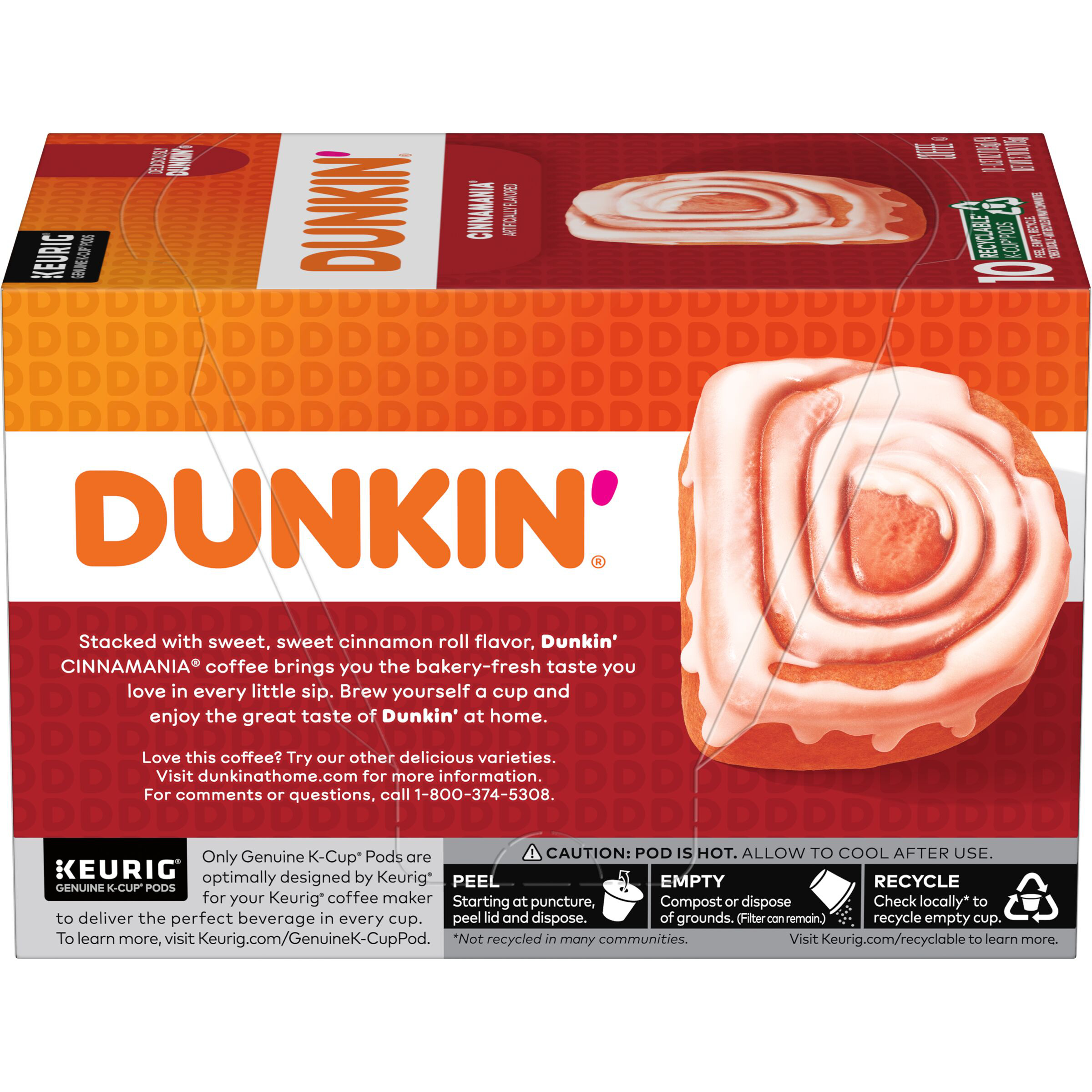 Dunkin' Cinnamania Coffee, 10 K-Cup Pods for Keurig Coffee Makers