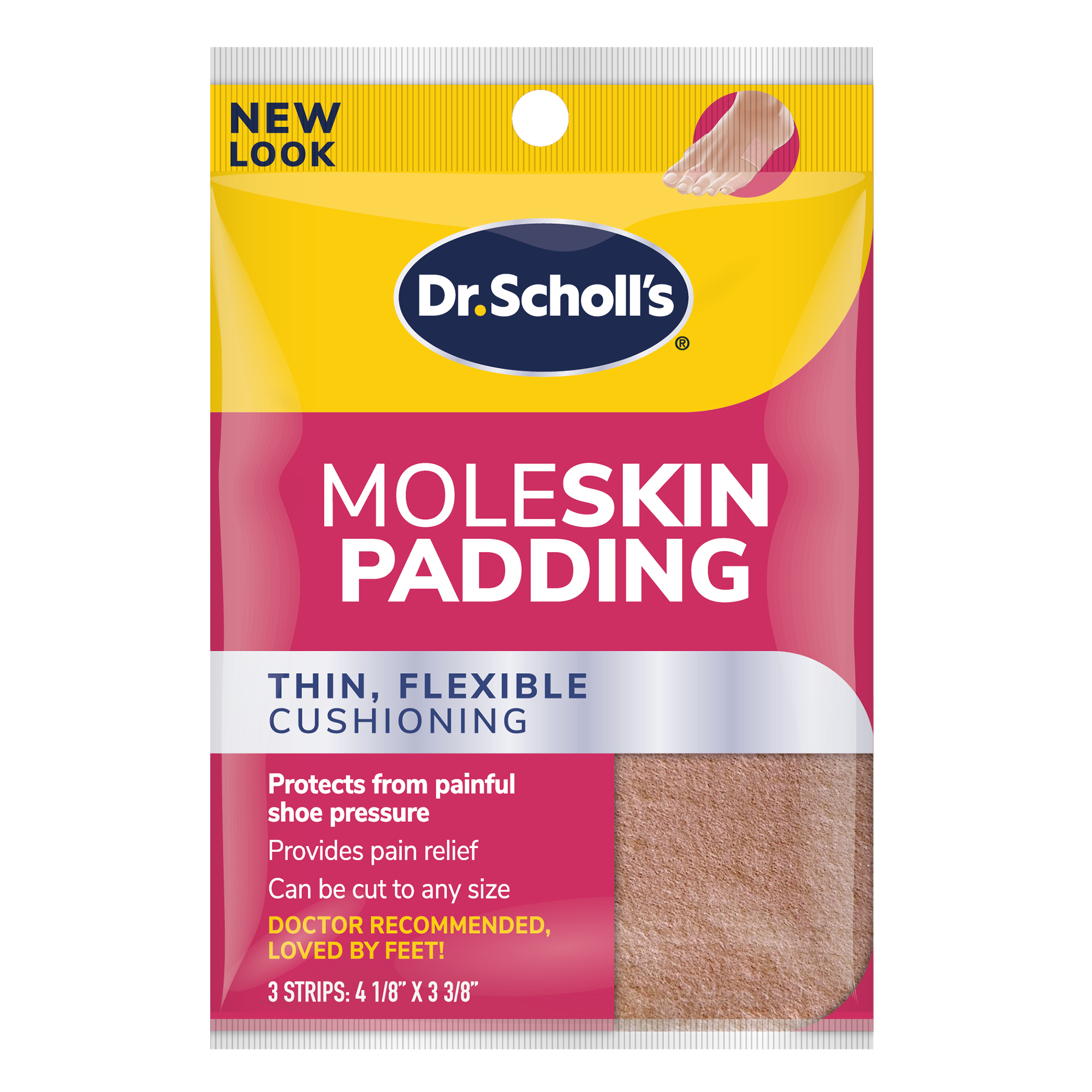 Dr. Scholl's MOLESKIN PADDING STRIPS, 3 strips // Thin