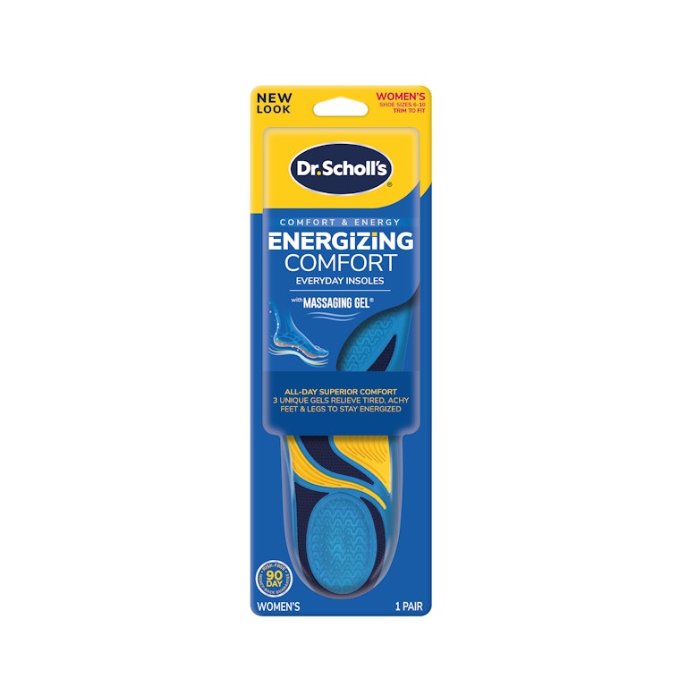Scholl’s Energizing Comfort Everyday Insoles with Massaging Gel®, On Your Feet All-day Energy, Shock Absorbing, Arch Support, Trim Inserts to Fit