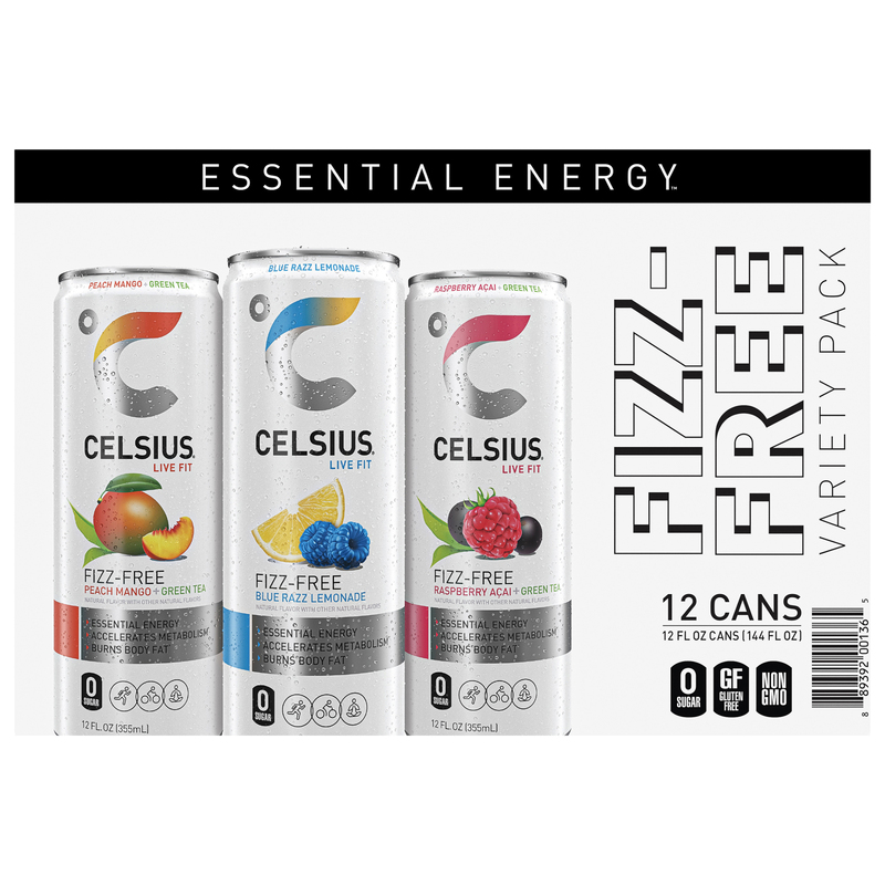 Celsius Fizz-Free Peach Mango + Green Tea/Blue Razz Lemonade