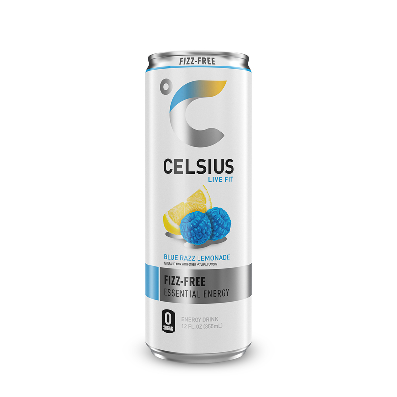 CELSIUS Fizz Free Blue Razz Lemonade, Functional Energy Drink
