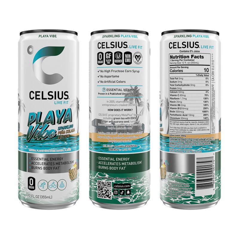 CELSIUS Sparkling Beach Vibe Variety Pack, Functional Energy Drink