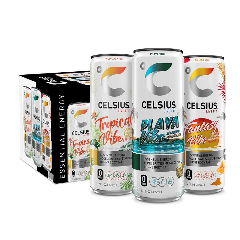 CELSIUS Sparkling Beach Vibe Variety Pack, Functional Energy Drink