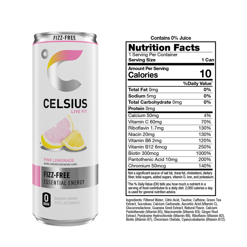 CELSIUS Fizz Free Pink Lemonade, Functional Energy Drink | Giant