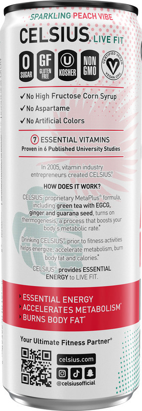 CELSIUS Sparkling Peach Vibe, Essential Energy Drink | Giant Eagle