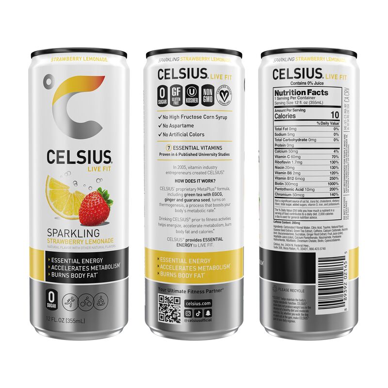 CELSIUS Sparkling Strawberry Lemonade, Functional Energy Drink