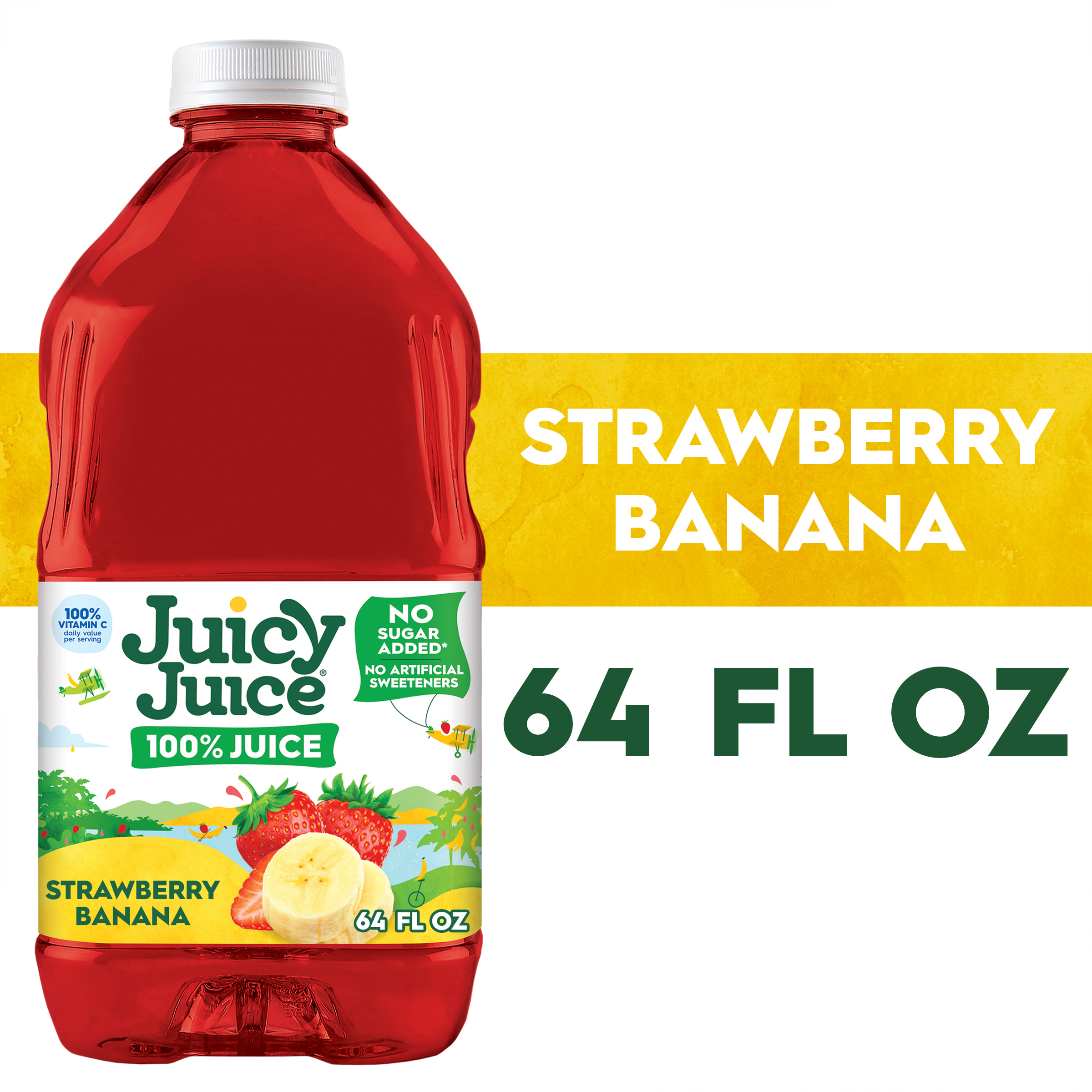 Juicy Juice 100% Juice, Strawberry Banana, 64 FL OZ Bottle | Giant