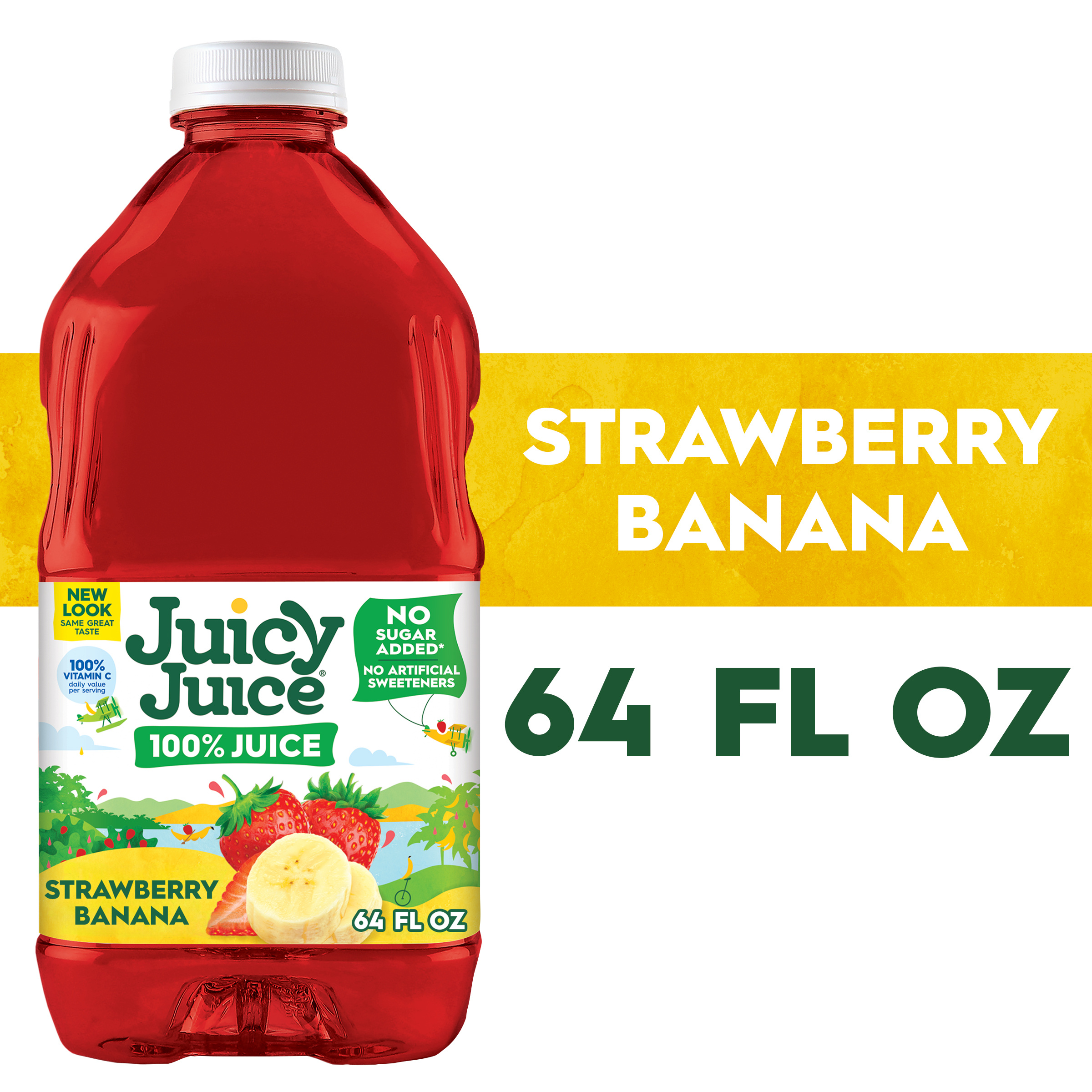 Juicy Juice 100% Juice, Strawberry Banana, 64 FL OZ Bottle
