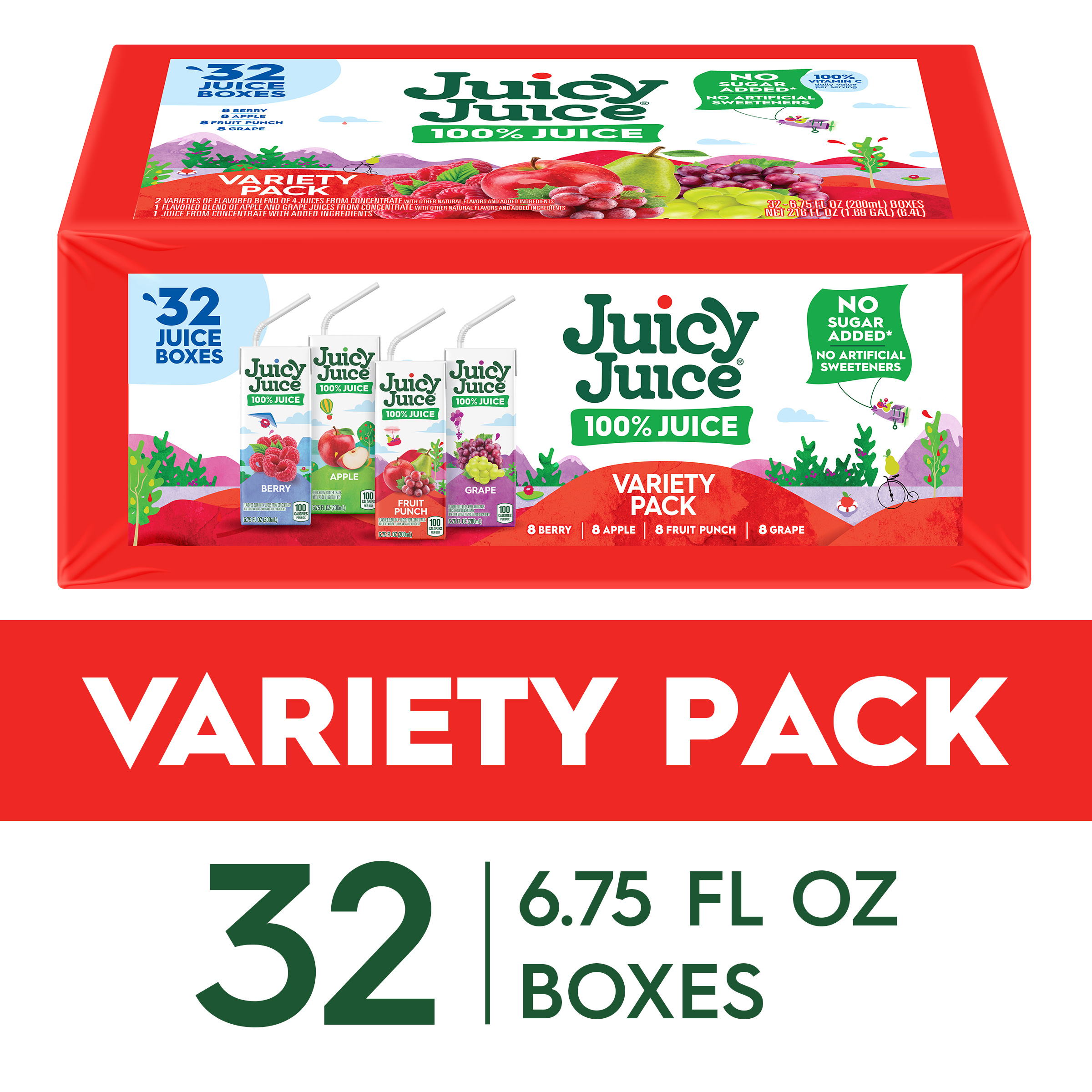 Juicy Juice 100% Juice, Shelf Stable Juice Box Variety Pack, 32