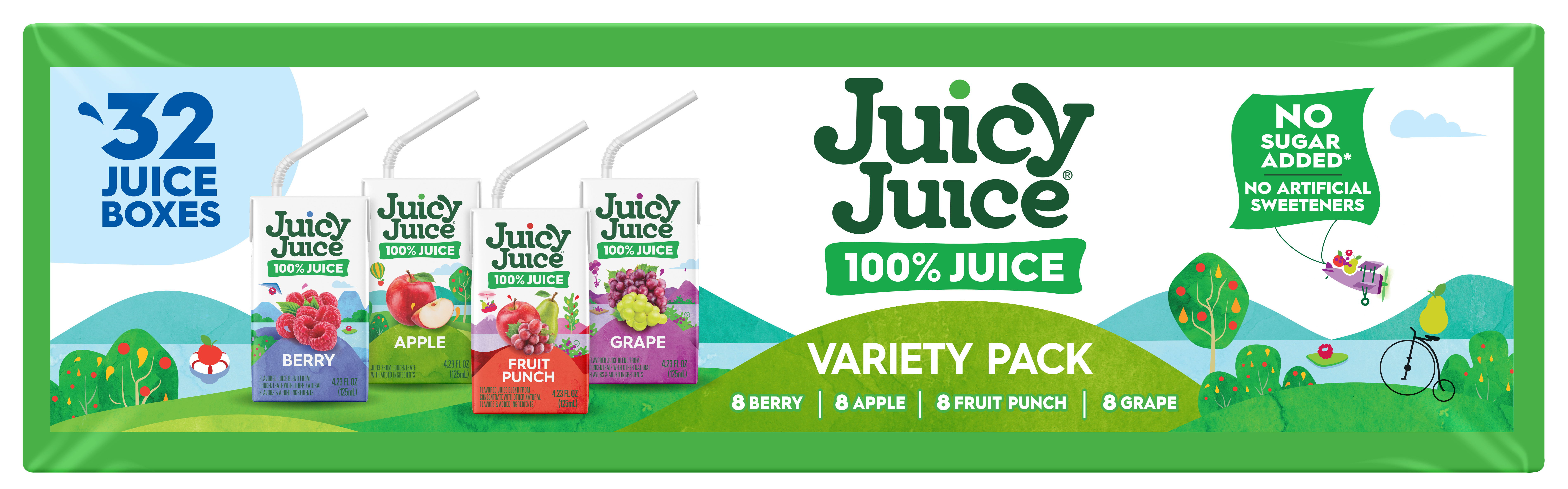 Juicy Juice 100% Juice, Shelf Stable Juice Box Variety Pack, 32