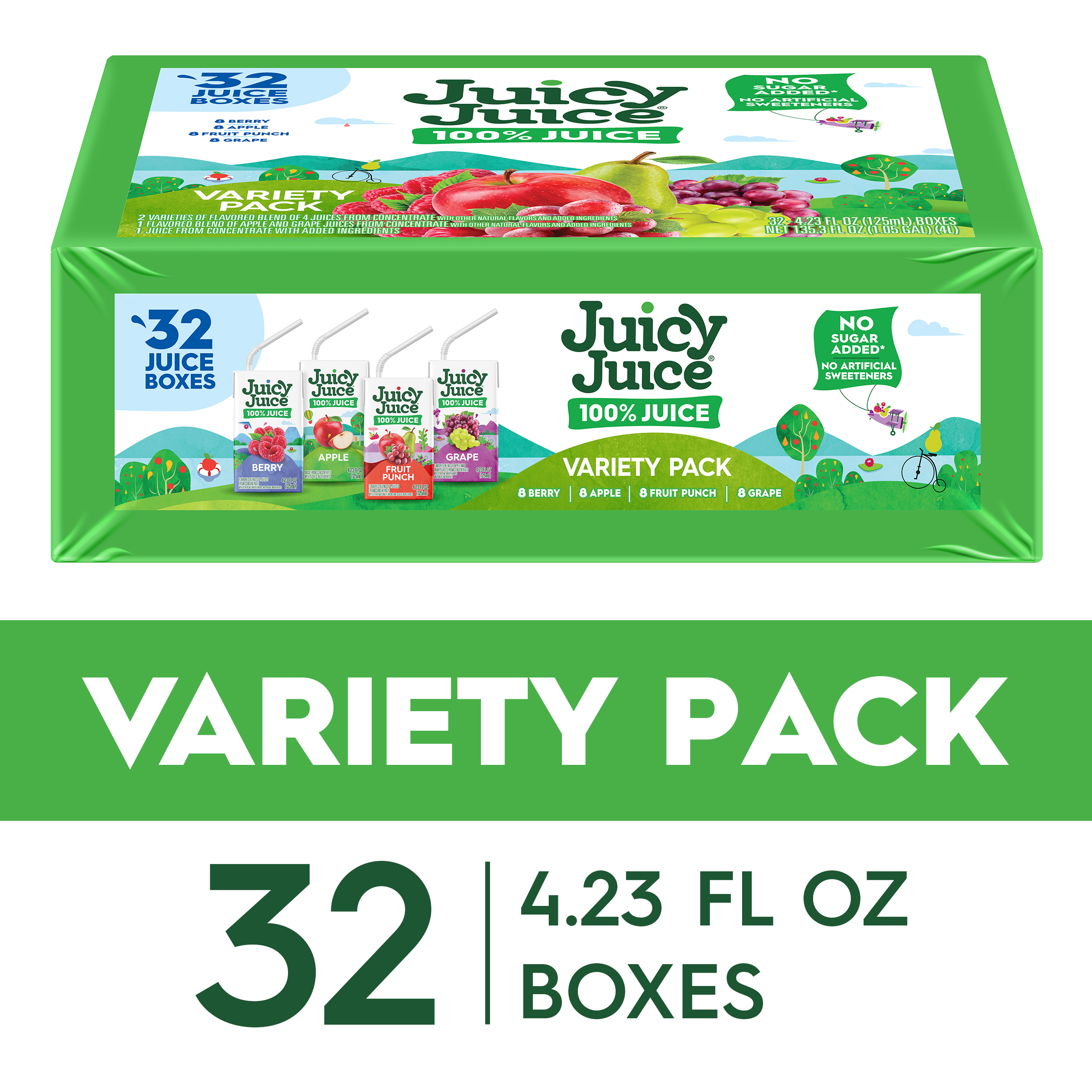 Juicy Juice 100% Juice, Shelf Stable Juice Box Variety Pack, 32