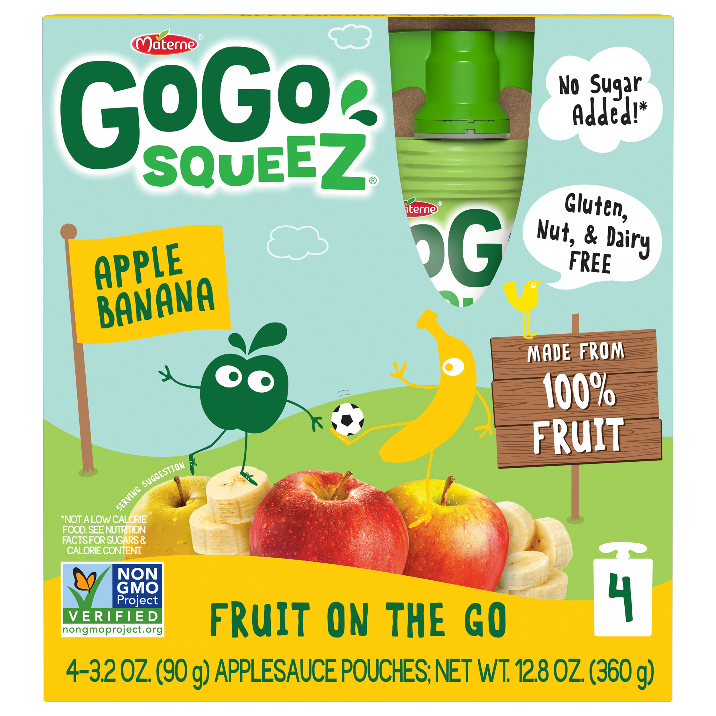 GoGo Squeez Applesauce, Apple Banana, 4 Pack, 3.2 Oz Each Pouch