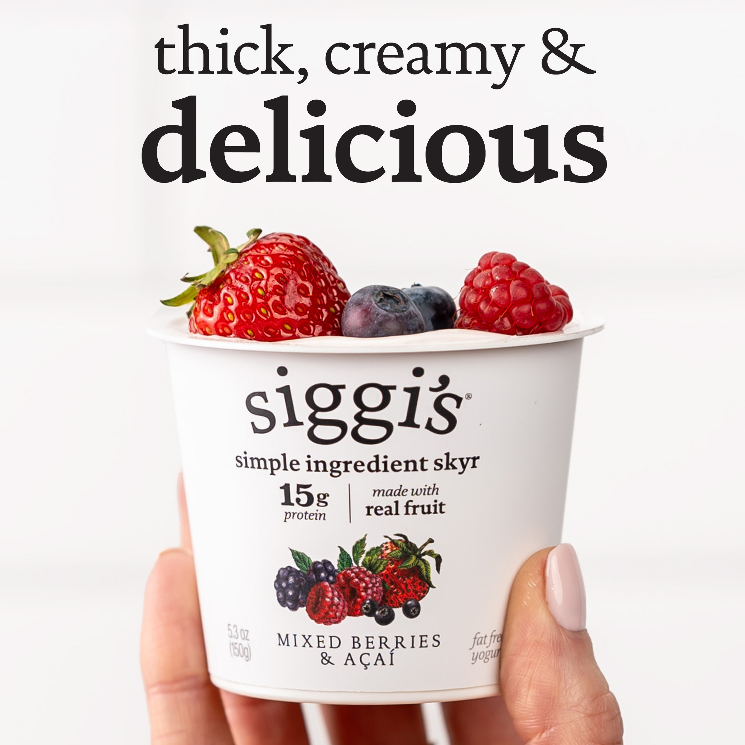 Siggi's Icelandic Nonfat Yogurt, Strained, Mixed Berries & Acai