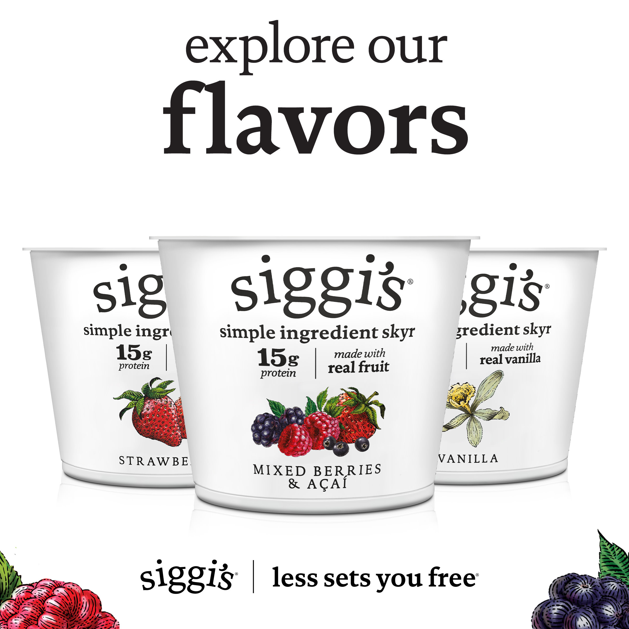 Siggi's Icelandic Nonfat Yogurt, Strained, Mixed Berries & Acai