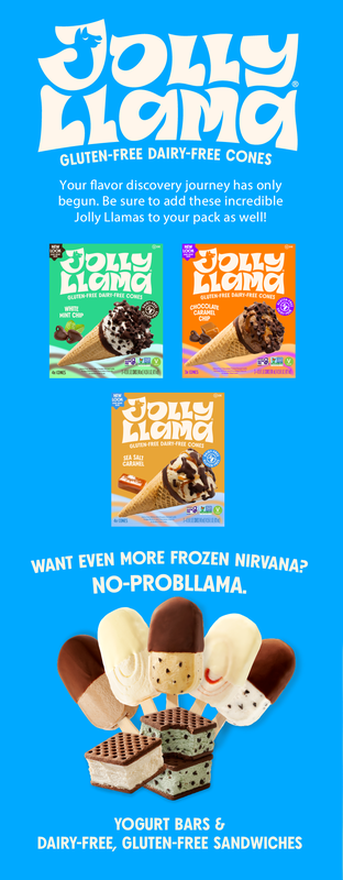 Jolly Llama Cones, Gluten Free & Dairy-Free, Vanilla Fudge Sundae